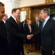 Russian Foreign Minister Sergey Lavrov greets senator Richard Shelby.